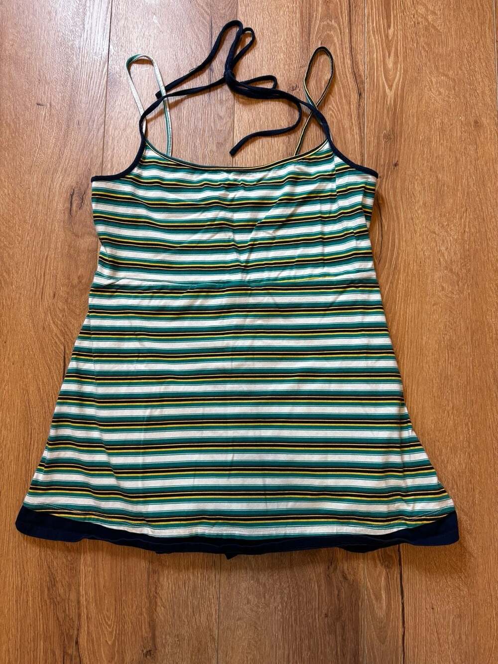 Out From Under Bec Double Layer Mini Dress/Romper In Green Stripe